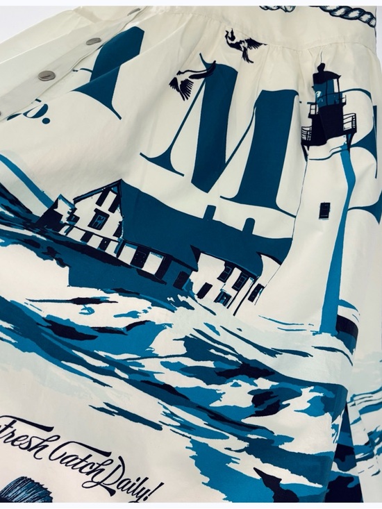 NWT Anthropologie Maeve Sleeveless Nautical Lighthouse Fish Midi Shirt Dress, XL - Picture 14 of 17